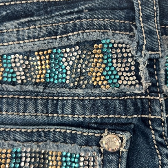Miss Me Embellished Rhinestone Back Bootcut Low Rise Jeans Style# JE5554B2R - Picture 12 of 14